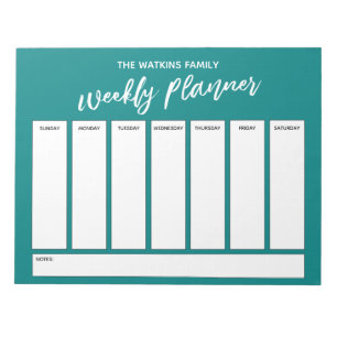 Casual Handschrift Eenvoudige Weekplanner, Blauwgr Notitieblok