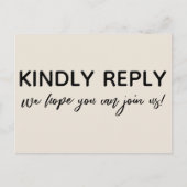 Casual Handschrift Elegant Cream Menu Keuze RSVP (Voorkant)