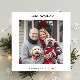 Casual handschrift Feliz Navidad Christmas White Feestdagenkaart