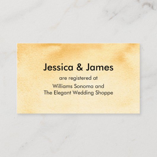 Casual Handschrift Geel Waterverf Gift Registry Informatiekaartje (Achterkant)