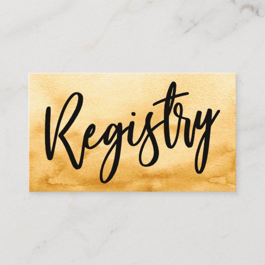 Casual Handschrift Geel Waterverf Gift Registry Informatiekaartje (Voorkant)