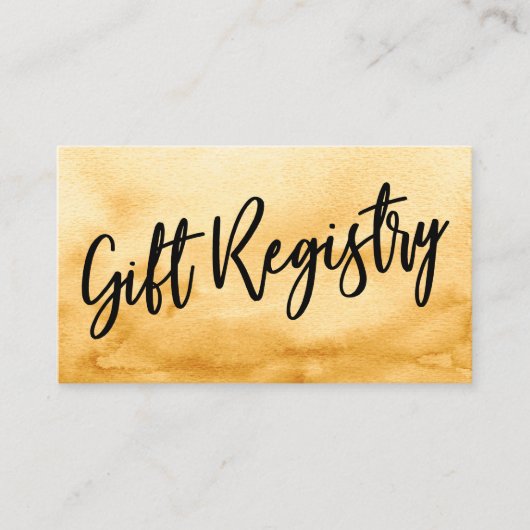 Casual Handschrift Geel Waterverf Gift Registry Informatiekaartje (Voorkant)