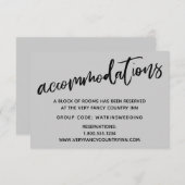 Casual handschrift grijs bruiloft accommodaties informatiekaartje (Voorkant / Achterkant)