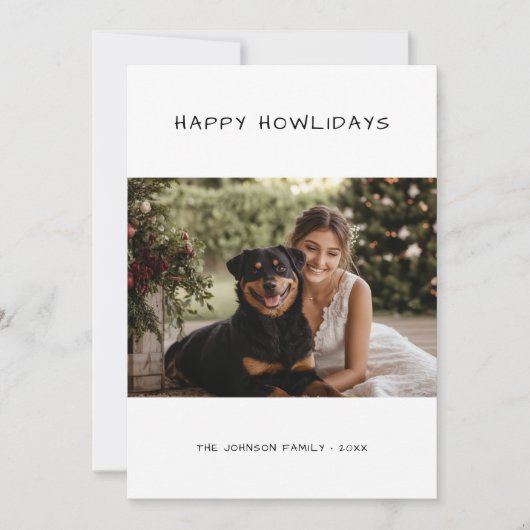 Casual handschrift Happy Howholidays Dog Christmas Feestdagenkaart