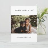 Casual handschrift Happy Howholidays Dog Christmas Feestdagenkaart (Staand voorkant)