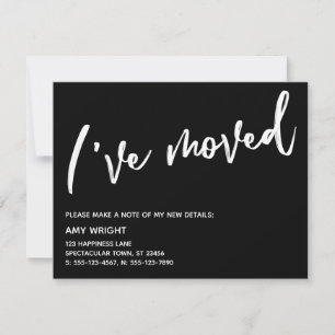 Casual handschrift Ik heb verhuisd zwarte aankondi Notitiekaartje