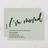 Casual handschrift Ik heb verplaatst Sage Aankondi Notitiekaartje (Voorkant / Achterkant)