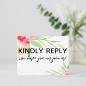 Casual handschrift kleurrijke Waterverf Floral RSV Briefkaart (Staand voorkant)