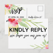 Casual handschrift kleurrijke Waterverf Floral RSV Briefkaart (Voorkant / Achterkant)