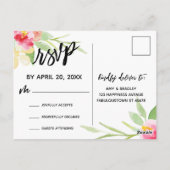 Casual handschrift kleurrijke Waterverf Floral RSV Briefkaart (Achterkant)