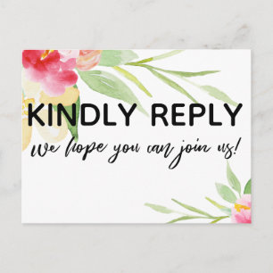 Casual handschrift kleurrijke Waterverf Floral RSV Briefkaart