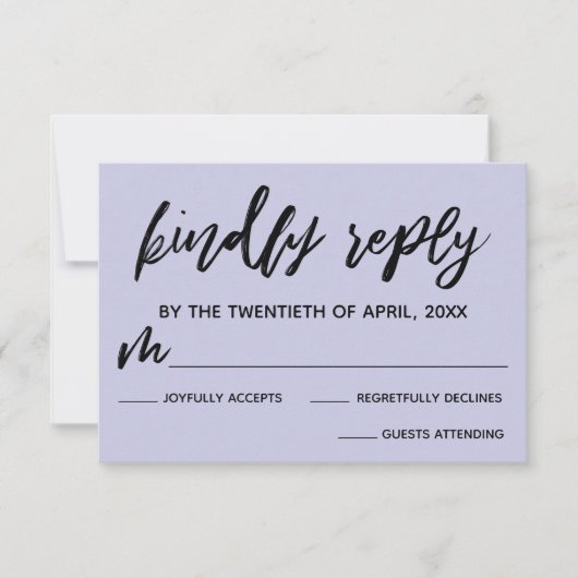 Casual Handschrift Lavendel Bruiloft RSVP Kaart (Voorkant)