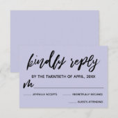 Casual Handschrift Lavendel Bruiloft RSVP Kaart (Voorkant / Achterkant)