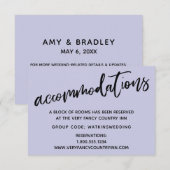 Casual handschrift Lavender Wedding Accommodations Informatiekaartje (Voorkant / Achterkant)