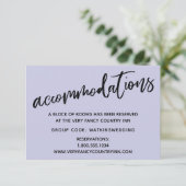 Casual handschrift Lavender Wedding Accommodations Informatiekaartje (Staand voorkant)