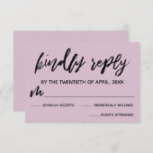 Casual Handschrift Licht Mauve Bruiloft RSVP Kaart (Voorkant / Achterkant)