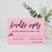 Casual Handschrift Medium Roze Bruiloft RSVP Kaart (Staand voorkant)