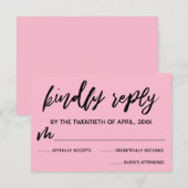 Casual Handschrift Medium Roze Bruiloft RSVP Kaart (Voorkant / Achterkant)