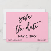 Casual handschrift medium roze bruiloft typografie save the date (Voorkant)