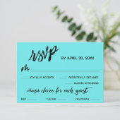 Casual Handschrift Menu Keuze Aqua RSVP (Staand voorkant)