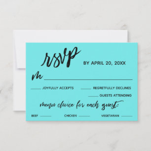 Casual Handschrift Menu Keuze Aqua RSVP