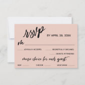 Casual Handschrift Menu Keuze Blush Roze RSVP (Voorkant)