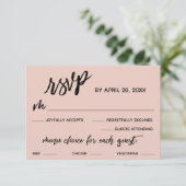 Casual Handschrift Menu Keuze Blush Roze RSVP (Staand voorkant)