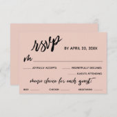 Casual Handschrift Menu Keuze Blush Roze RSVP (Voorkant / Achterkant)