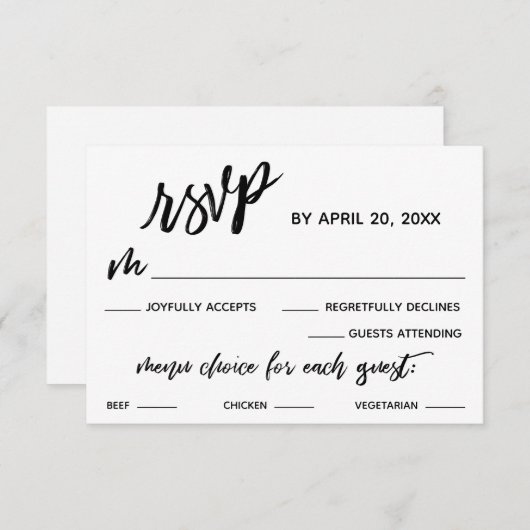 Casual Handschrift Menu Keuze Bruiloft (Voorkant / Achterkant)