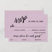 Casual Handschrift Menu Keuze Licht Mauve RSVP (Voorkant / Achterkant)