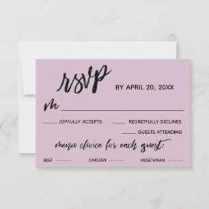 Casual Handschrift Menu Keuze Licht Mauve RSVP