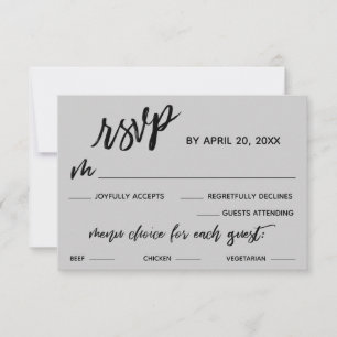 Casual Handschrift Menu Keuze Lichtgrijs RSVP