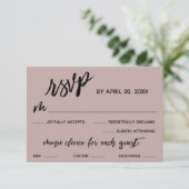 Casual Handschrift Menu Keuze Stoffig Roos RSVP (Staand voorkant)