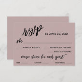 Casual Handschrift Menu Keuze Stoffig Roos RSVP (Voorkant / Achterkant)