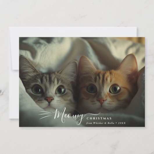Casual handschrift Meowy Christmas Photo Overlay Feestdagenkaart (Voorkant)