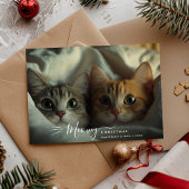 Casual handschrift Meowy Christmas Photo Overlay Feestdagenkaart