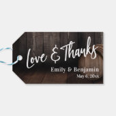 Casual handschrift met houten tang en Bedankt Cadeaulabel (Achterkant Horizontaal)