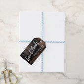 Casual handschrift met houten tang en Bedankt Cadeaulabel (Met Touw)