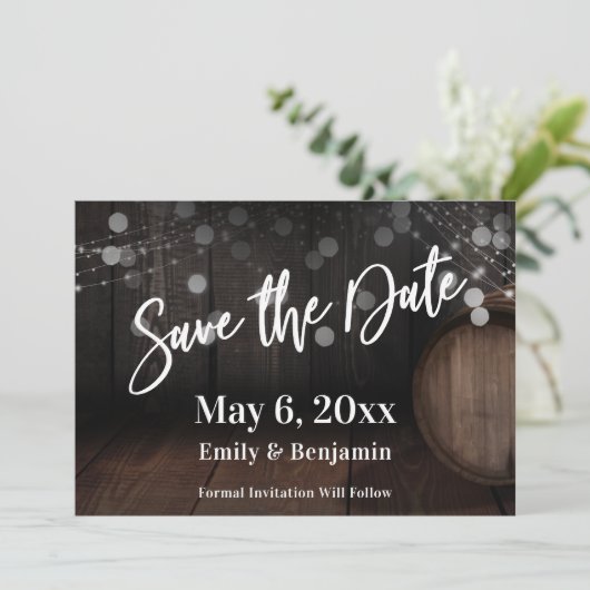 Casual handschrift Mousserende lichten Houden Barr Save The Date (Staand voorkant)