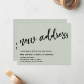 Casual Handschrift Nieuw adres Sage Aankondiging (Voorkant / Achterkant in situ)