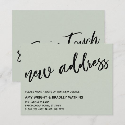 Casual Handschrift Nieuw adres Sage Aankondiging (Voorkant / Achterkant)