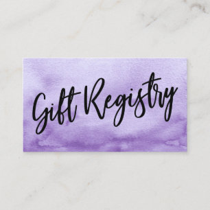 Casual handschrift Paarse Waterverf Gift Registry Informatiekaartje
