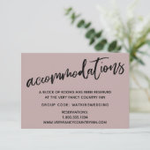 Casual Handschrift Roos Bruiloft Accommodaties Informatiekaartje (Staand voorkant)
