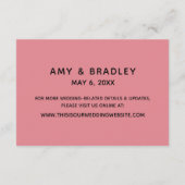 Casual handschrift roze bruiloft accommodaties informatiekaartje (Achterkant)