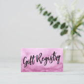 Casual Handschrift Roze Waterverf Gift Registry Informatiekaartje (Staand voorkant)