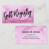 Casual Handschrift Roze Waterverf Gift Registry Informatiekaartje (Voorkant / Achterkant)
