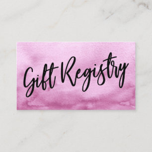Casual Handschrift Roze Waterverf Gift Registry Informatiekaartje