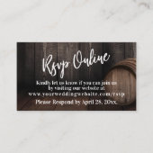 Casual handschrift Rsvp Online over Wooden Barrel Informatiekaartje (Voorkant)