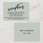 Casual handschrift Sage Green bruiloft receptie Informatiekaartje (Voorkant / Achterkant)