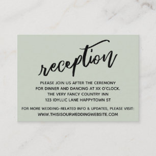 Casual handschrift Sage Green Weddenschap Informatiekaartje